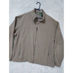 Vintage LL Bean Jacket Mens XLT TALL  Fleece Full Zip Tan Brown Mock Neck 90s